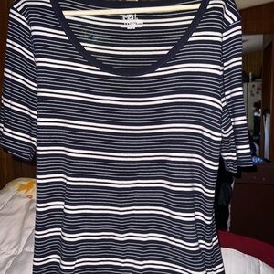 Time and Tru Black and White Striped Women's Top Size L 12-14